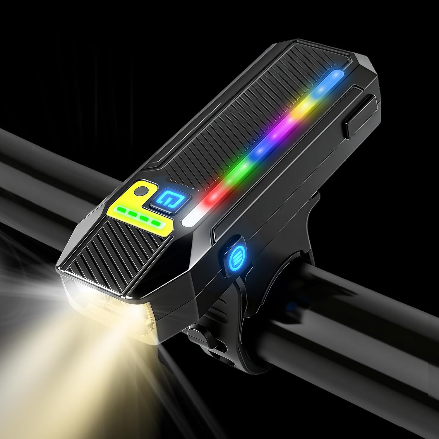 Led-fahrradscheinwerfer – Rgb-seitenlicht & Lichtsensor – 2400 Mah Usb-c – Wasserdicht – 360° Drehbar