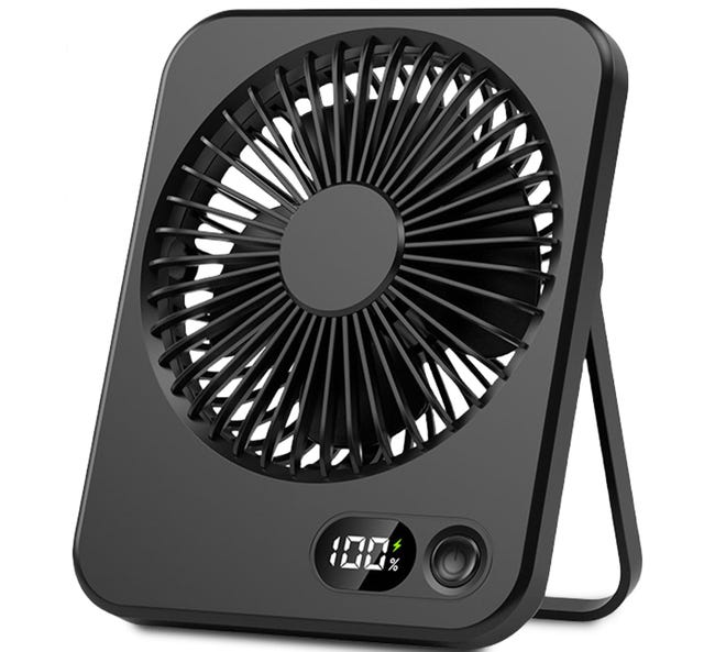 Tragbarer Mini-usb-tischventilator Mit Lcd-display, Leiser Betrieb – 5 Windgeschwindigkeitsstufen, Kompakte Größe Und Wiederaufladbar – Für Büro, Zuhause Und Camping