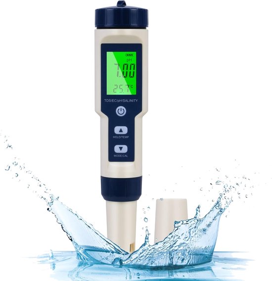 Ph-meter, 5-in-1-wasserqualitätsprüfgerät Für Ph-wert, Tds, Ec, Salzgehalt Und Temperatur, 1 Stück