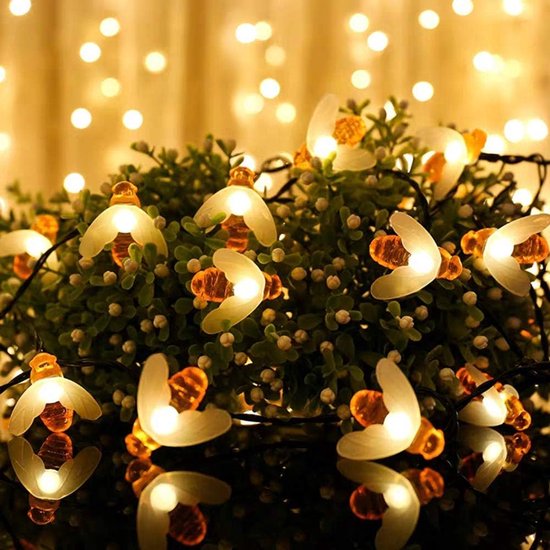 Solarbetriebene Lichterkette Für Den Außenbereich, 50 Leds, 7 M, 8 Modi, Wasserdicht, Warmweiß