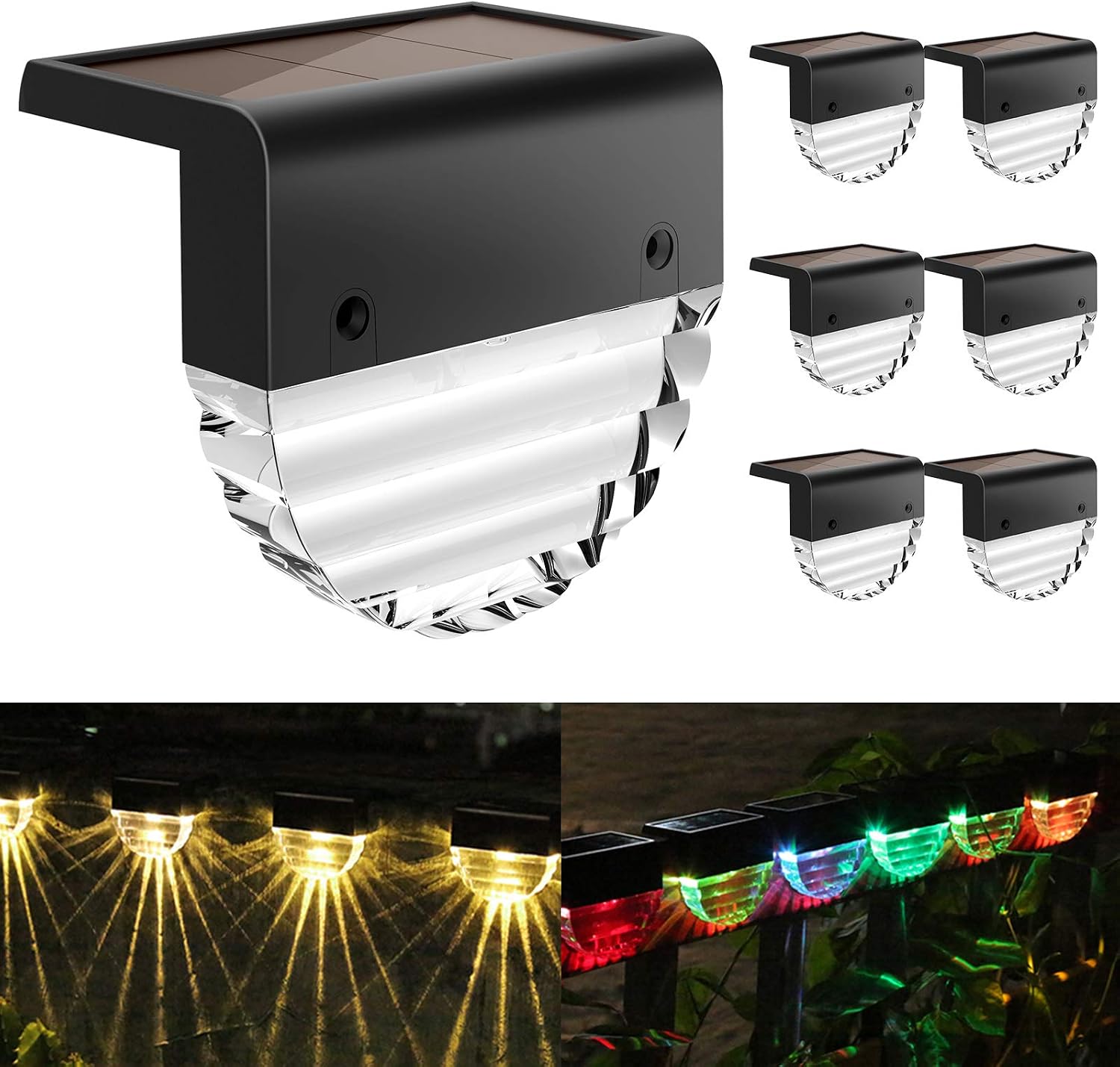 Solar-terrassenleuchten, 6er-pack, Wasserdichte Led-stufenleuchten, Außenbeleuchtung Für Zaun, Garten, Terrasse, Treppe, Patio, 10 Lumen, Warmweißes Licht