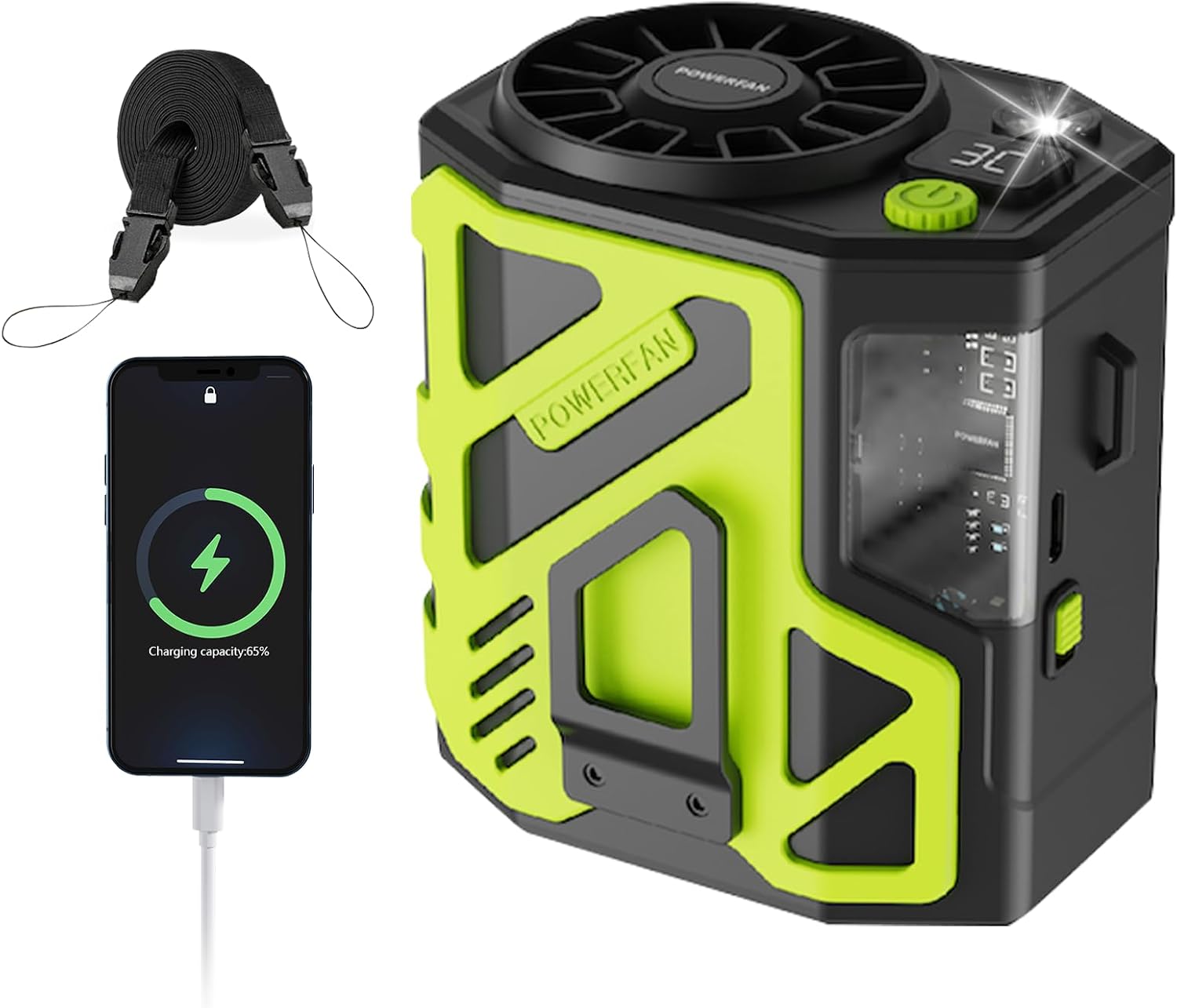 Hüftventilator, Tragbar, 6000 Mah, 3 Geschwindigkeitsstufen, Gürtelventilator Mit Clip, Kühlung, Klimaanlage, Luftstrom, Wiederaufladbar