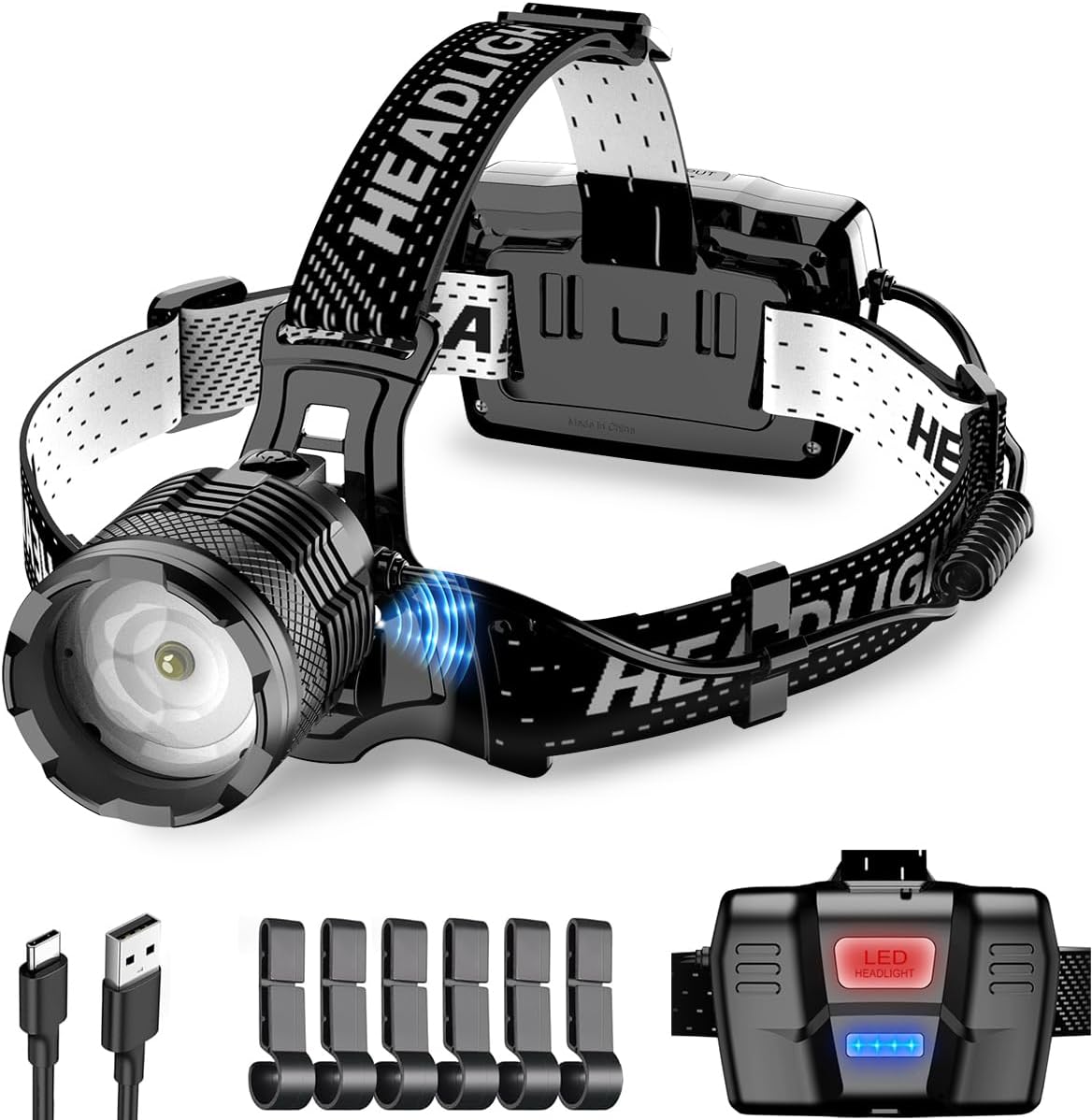Led-stirnlampe, Wiederaufladbar, Für Kinder, Outdoor-einsatz, 2 Stück, Superhell, 2500 Lumen, 5 Leuchtmodi, Leicht, Ipx6 Wasserdicht