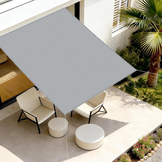 Rechteckiges Schattiernetz 1,5 X 2 M, Wasserdicht, Uv-schutz, Mit Ösen – Hellgrau, Für Garten Und Terrasse