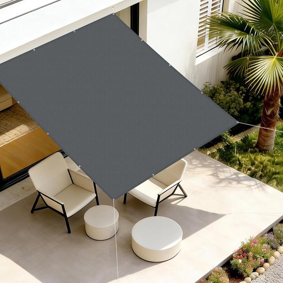 Rechteckiges, Wasserdichtes Schattiernetz 1,5 X 2 M Mit Ösen – Anthrazitfarbener Uv-schutz Für Garten Und Terrasse