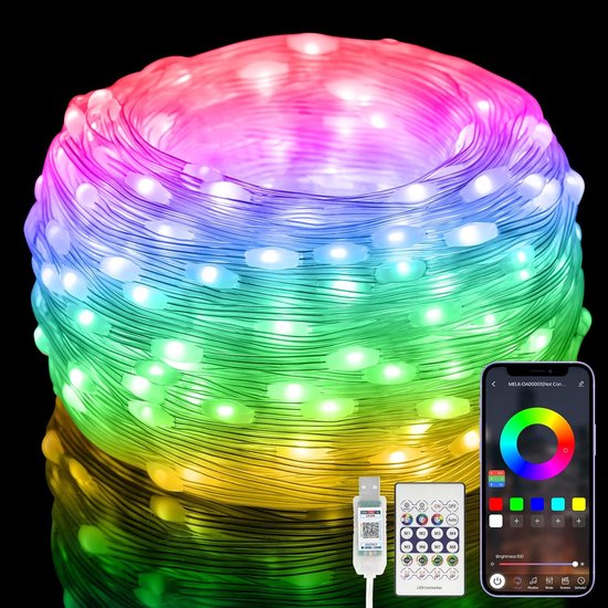 10 Meter Lange Lichterkette Mit App-/fernbedienungssteuerung - Rgb Wasserdicht Ip65 (mehrere Farben)