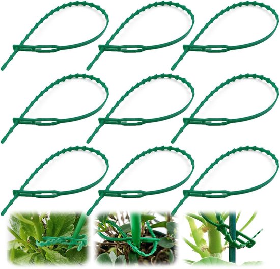 100 Verstellbare Pflanzenbinder, 17 Cm Lang, Gezahnt, Flexibel, Aus Grünem Gartenkunststoff, Für Kletterpflanzen, Ranken, Blumen, Tomaten – Grün