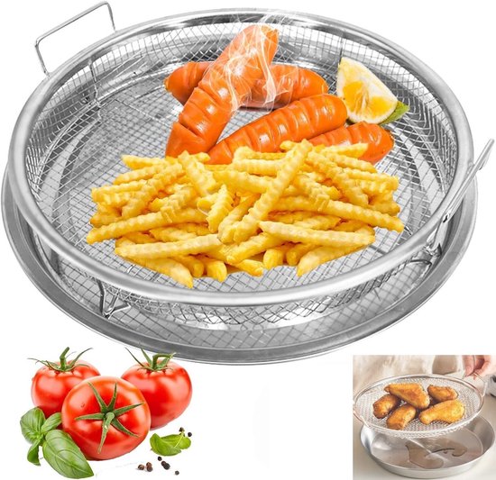 Airfryer-korb – 2-teiliges Set – 26 Cm – Ölabtropfschale – Backblech – Geeignet Für Konvektionsöfen Und Airfryer