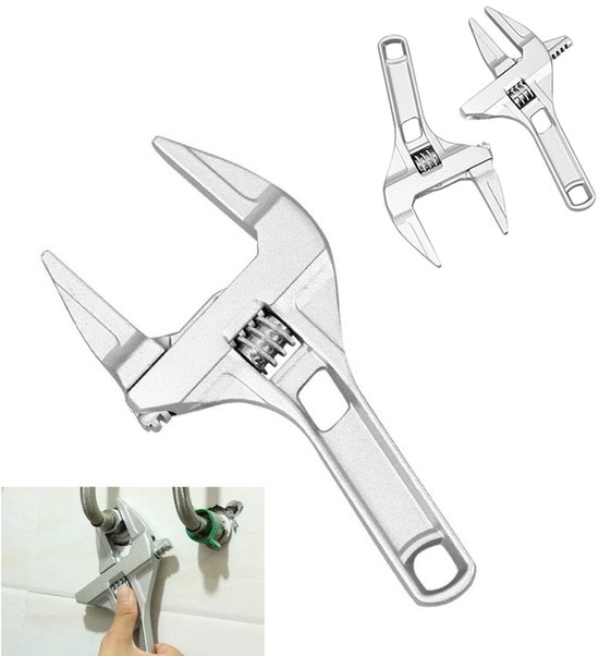 Verpackt Als Einteiliges Set, Verstellbarer Schraubenschlüssel, Badezimmerschlüssel Mit Großer Öffnung, 6-68 Mm Breiter Schraubenschlüssel Mit Kurzem Schaft Und Rohrmuttern (silber)