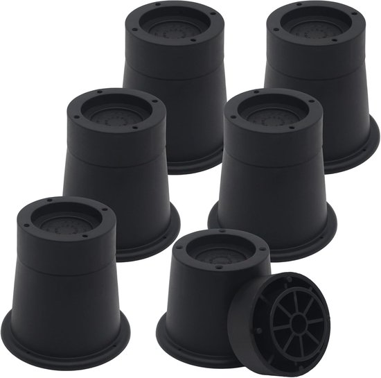 6-teiliges Schwarzes Set Aus Stabilen 7,62 Cm Bettgestell- Und Sofa-sitzerhöhungen, Tragkraft 589 Kg