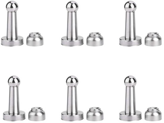 6-teiliger Magnetischer Türstopper, Robust Zur Wand- Und Bodenmontage, Für Zuhause, Küche, Schlafzimmer, Wohnzimmer, Badezimmer, Büro – Silber