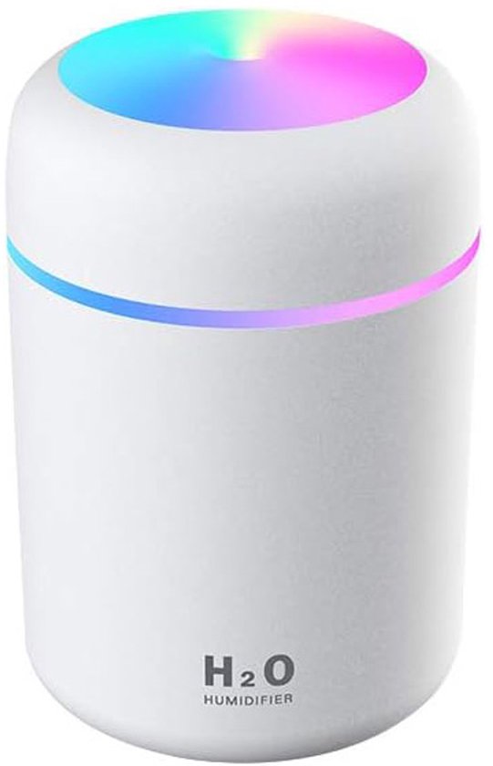 Kzq Mini-usb-tischluftbefeuchter Mit Farbigem Nachtlicht, Geräuschlosem Betrieb, Automatischer Abschaltung, Weiß
