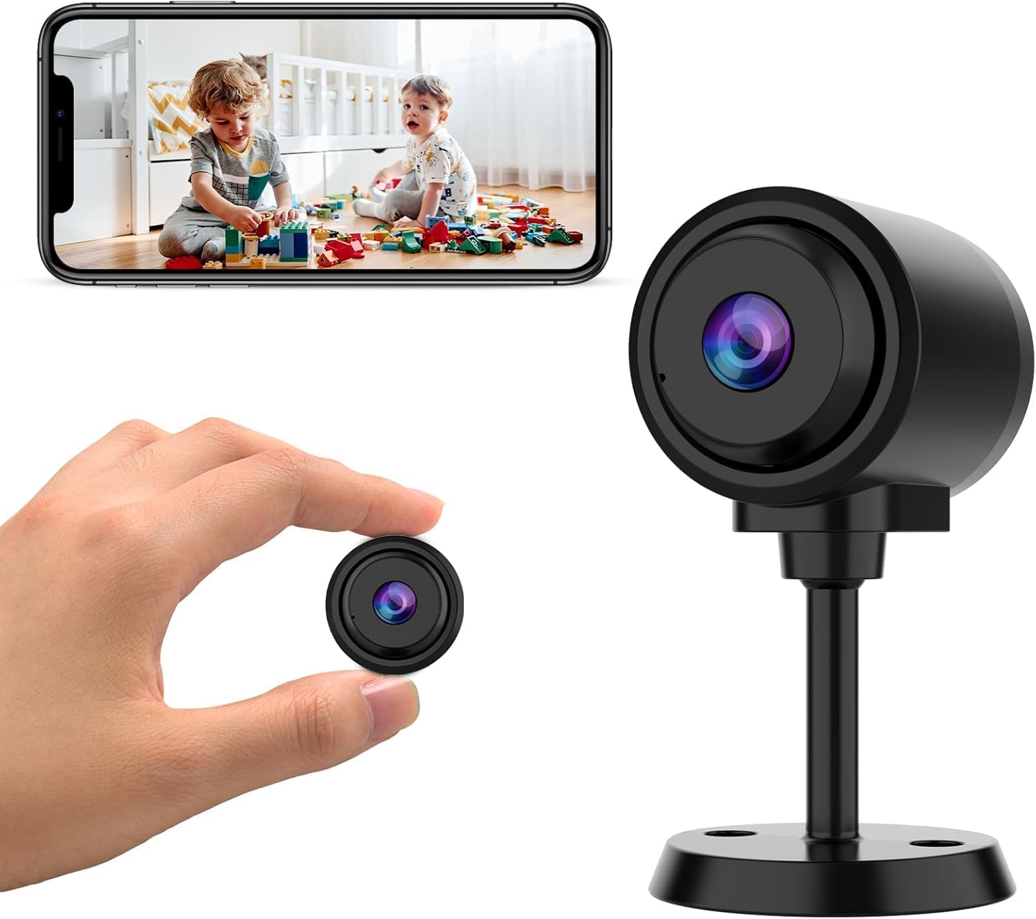 Tragbare, Kleine Heimüberwachungskamera (1 Stück), Kleine Bewegungsaktivierte Kamera (1 Stück), Babyphone, 2,4-ghz-wlan, Batteriebetrieben