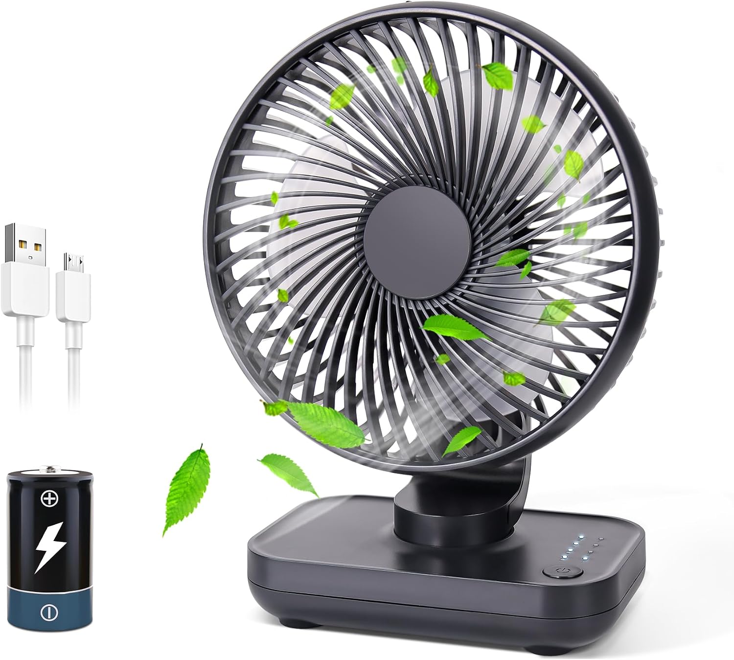 Blauer Tischventilator – 3600 Mah Akku – 4 Geschwindigkeitsstufen – Leiser Betrieb – Usb-stromversorgung – Geeignet Für Schlafzimmer, Büro Und Zuhause