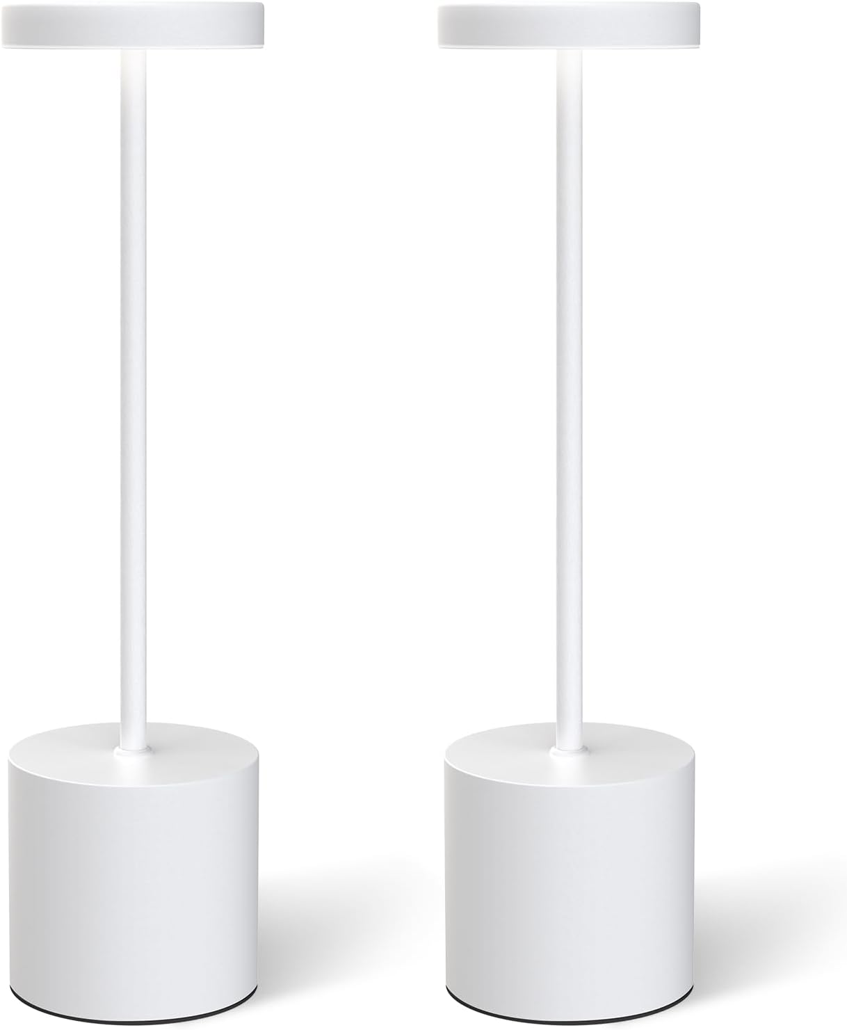 Kabellose Tischlampen, Wiederaufladbar, 2er-set, Tragbare Led-schreibtischlampe, Kabellose Usb-tischlampe – 3 Dimmbare Farben (weiß)