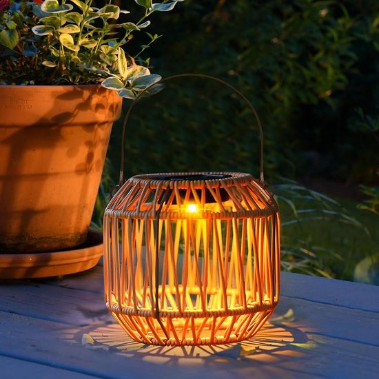 Solarbetriebene Außenleuchte, Hängend, Wasserdicht, Rattan, 1 Stück