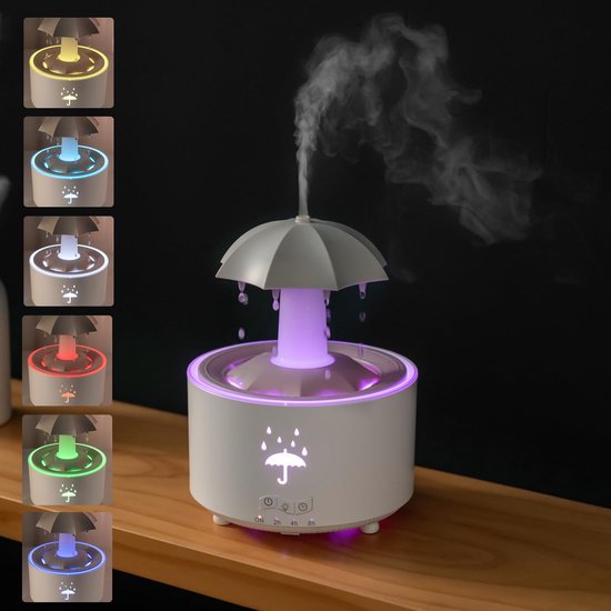 Weißer 350-ml-bluetooth-aroma-diffusor – 4 Natürliche Klangeffekte, Flammeneffekt, Luftbefeuchter