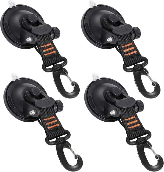 4-teiliges Set Starker Saugnapfhaken Für Glatte Glasoberflächen, Wohnmobile, Boote, Orange