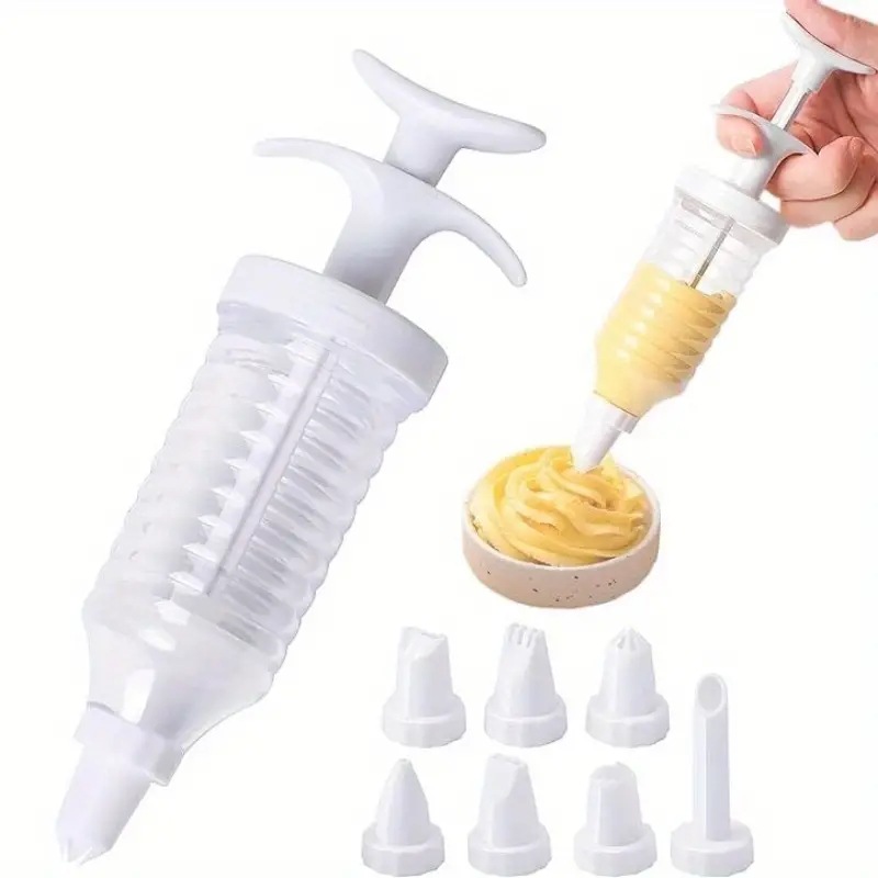 Kekstüllen – Spritzbeutel-set Aus Kunststoff – 8-teilig Butterspritzpistole – Buttertüllen – Backutensilien