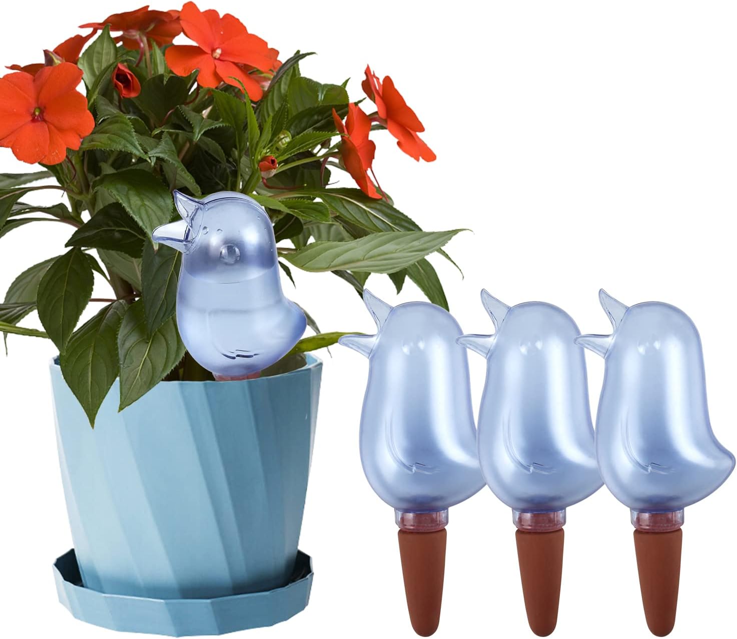 2-teiliges Tropfset Für Wasserspender – Vogel-tropfer – Pflanzen-tropfsystem – Zimmerpflanzen-bewässerungssystem – Wasserkugel – Blau