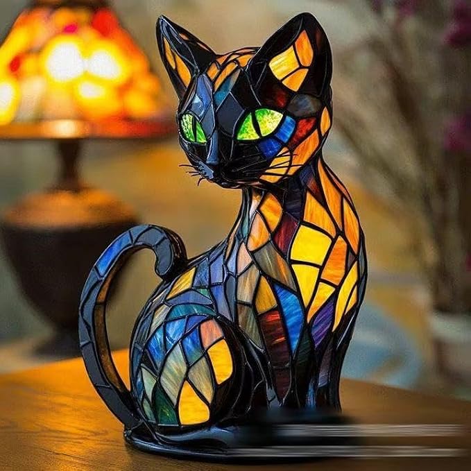 Nachtlicht Für Katzen – Retro-schreibtischlampe Für Katzen – Bunte Ausführung – Künstlerisches Nachtlicht In Katzenform – Schreibtischlampe Aus Kunstharz