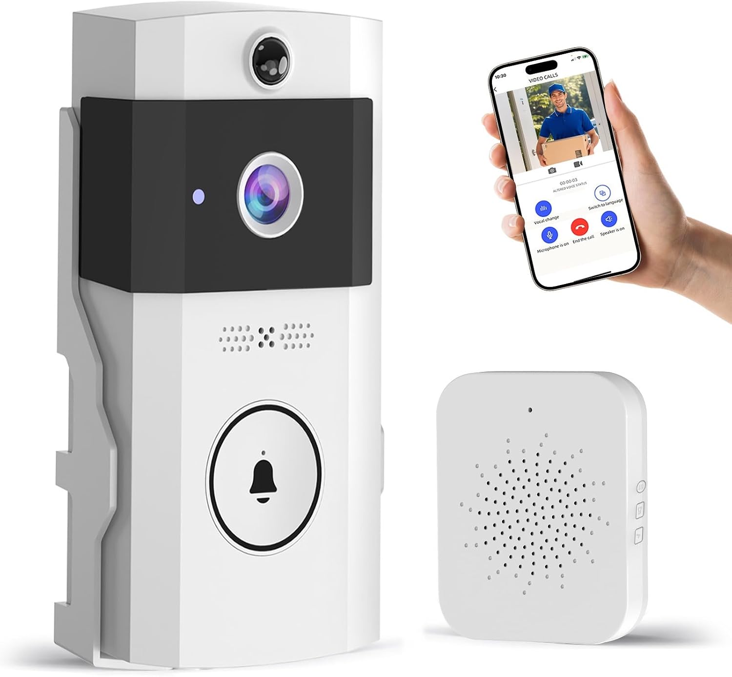 Kabellose Wlan-videotürklingel Mit Gegensprechfunktion, Außenkamera Für Die Haustür, Nachtsicht Und Cloud-speicher, 2,4-ghz-wlan-videotürklingel Mit Gong