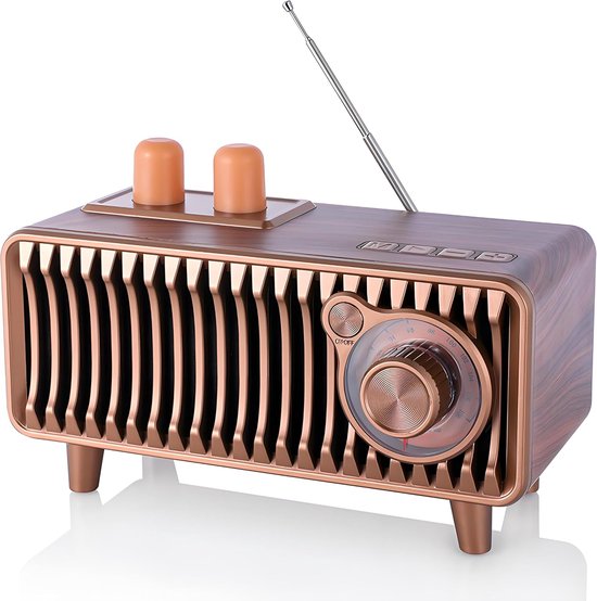 Retro-bluetooth-lautsprecherradio, Walnussholz, 20-watt-stereo, Fm/usb/tf/aux-player