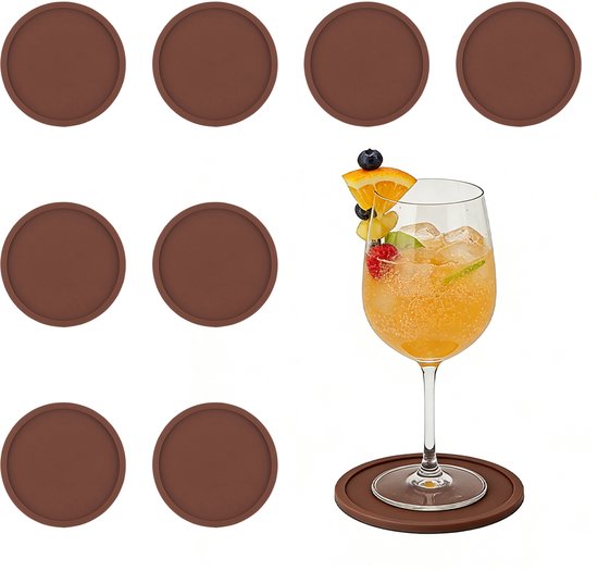 8 Silikonuntersetzer – Verdicktes Silikon (0,5 Cm), Runde Becheruntersetzer – Bierkrug-matten – 10 X 10 X 0,5 Cm