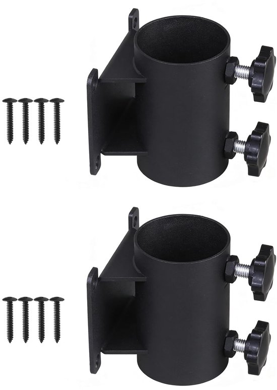 Sonnenschirmclips, 2er-pack, Balkonhalterungen, Für Stangen Von 38 Mm Bis 50 Mm, Kohlenstoffstahl, Kein Schirmständer Erforderlich, Schwarz