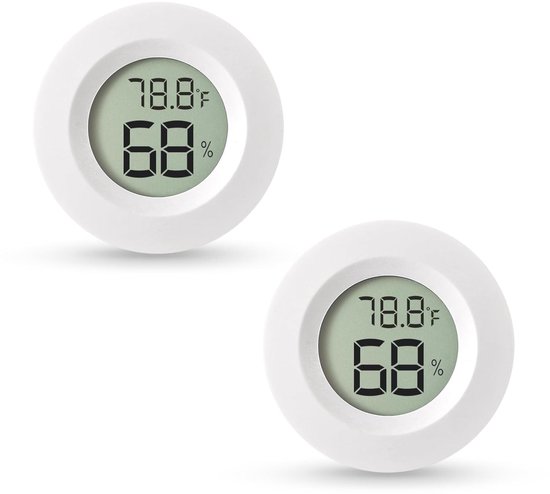 Zweiteiliges Mini-thermometer- Und Hygrometer-set, Digitales Thermometer Und Hygrometer Für Den Innen- Und Außenbereich, Celsius/celsius, Weiß.