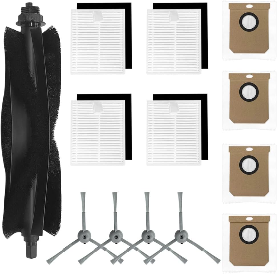Ersatzteilset Für Eufy L60/l50 Saugroboter, 13-teiliges Set (1 Hauptbürstenset + 4 Seitenbürsten + 4 Filter + 4 Staubbeutel)
