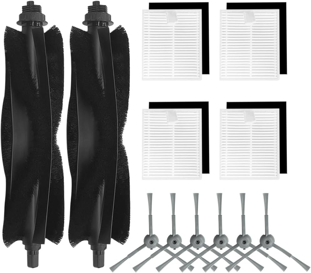 Ersatzteilset Für Eufy L60/l50 Saugroboter, 12-teiliges Set (2 Hauptbürstensätze + 6 Seitenbürsten + 4 Filter)