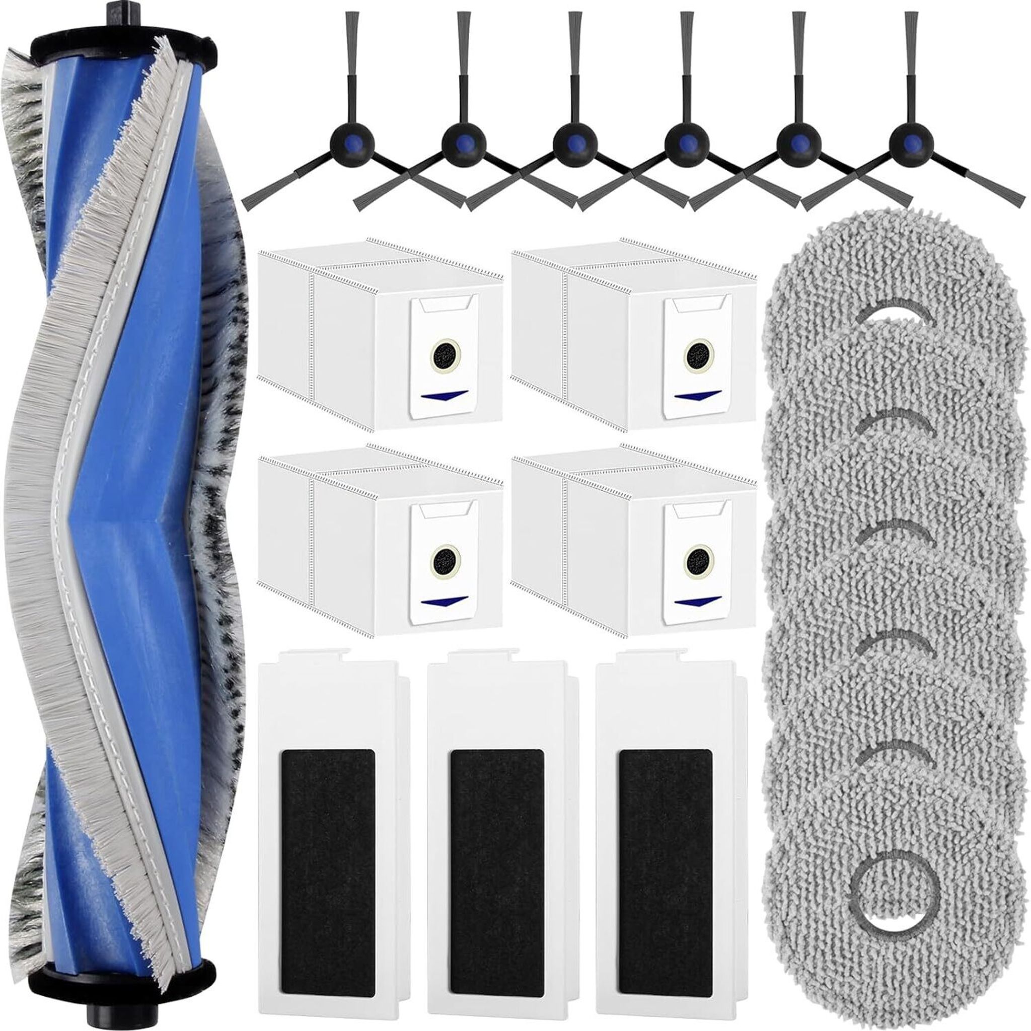Ecovacs T30 Pro Omni/t30 Omni/t30 Max Set (20-teilig): 1 Gummibürste, 4 Beutel, 6 Wischmopps, 3 Filter, 6 Seitenbürsten