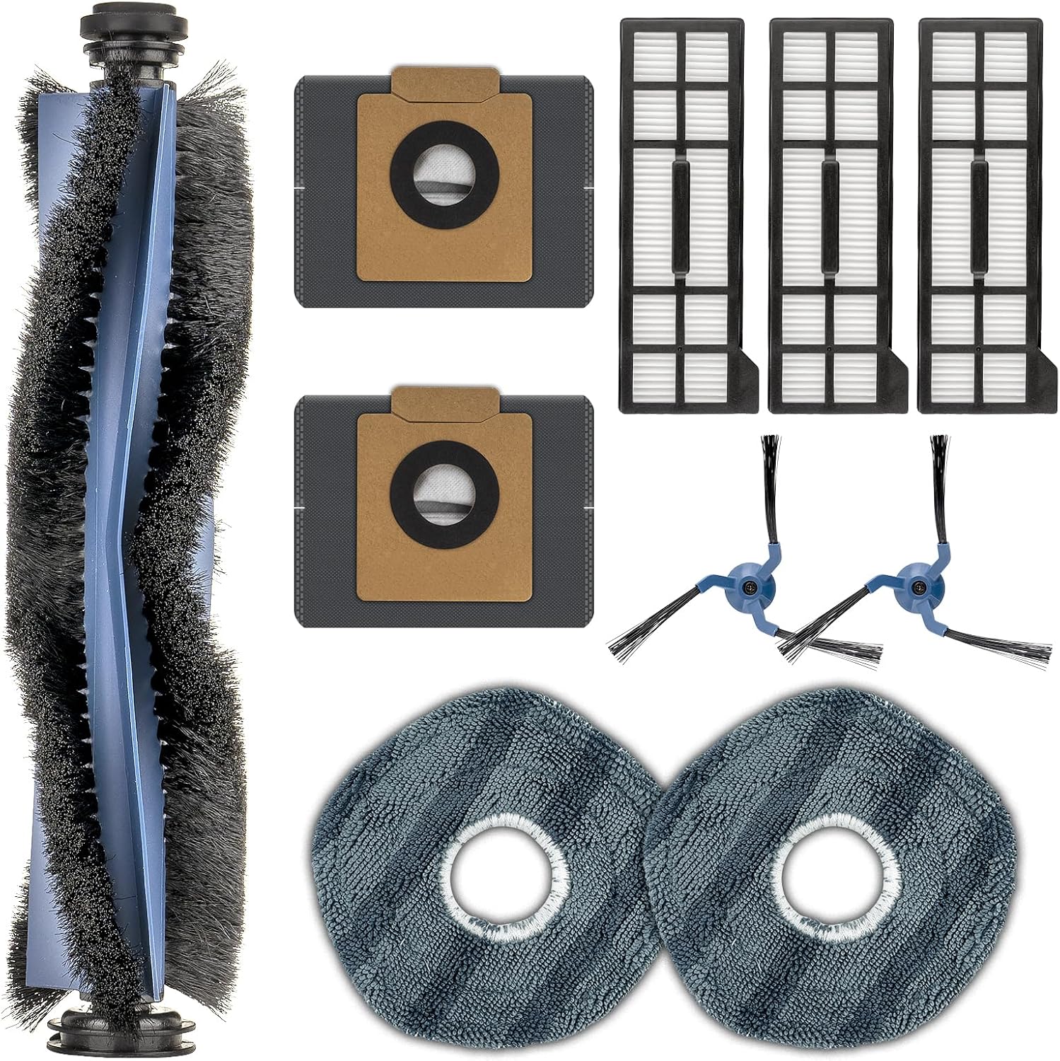 Ersatzteilset Für Den Eufy X10 Pro Saugroboter, 10-teiliges Set (1 Hauptwalzenbürste + 2 Seitenbürsten + 3 Filter + 2 Wischpads + 2 Staubbeutel)