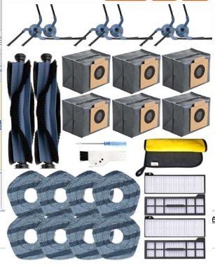 Ersatzteilset Für Den Eufy X10 Pro Saugroboter, 29-teiliges Set (2 Hauptwalzenbürsten + 6 Seitenbürsten + 4 Filter + 8 Wischpads + 6 Staubbeutel + 1