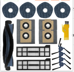 Ersatzteilset Für Den Eufy X10 Pro Saugroboter, 16-teiliges Set (1 Hauptwalzenbürste + 4 Seitenbürsten + 2 Filter + 4 Wischpads + 4 Staubbeutel + 1