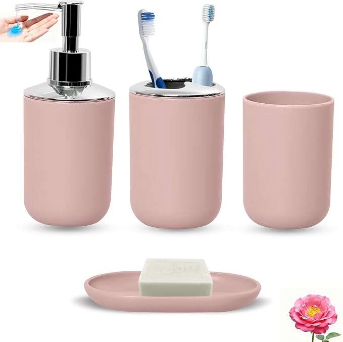 Zahnbürstenhalter-set Aus Kunststoff Fürs Badezimmer – Geschenkidee Für Zuhause, Rosa