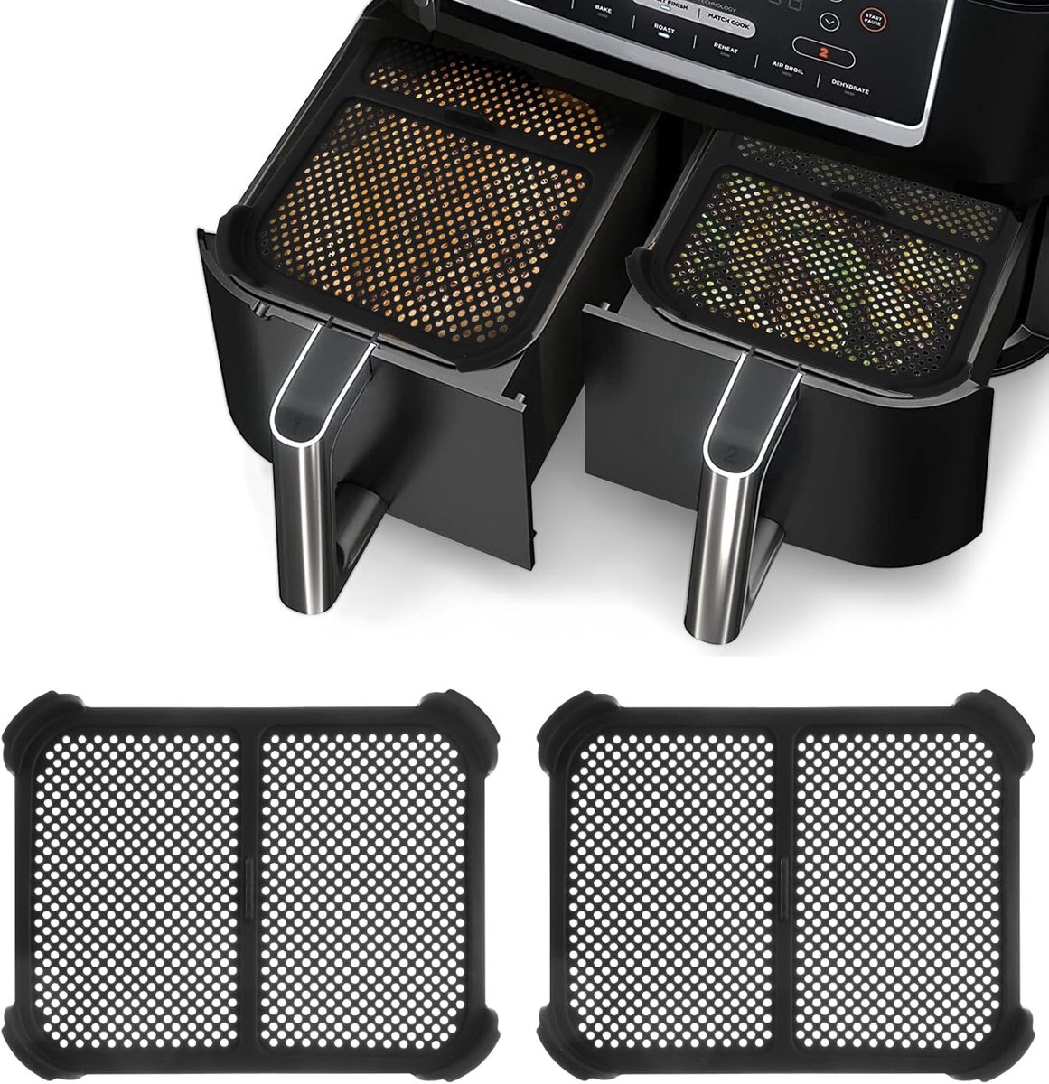 2er-pack Spritzschutzabdeckungen Für Heißluftfritteusen, Passend Für Ninja Foodi Max Dual Zone Af400 & Af45, Aus Silikon, Verhindert Effektiv Fettspritzer, Wiederverwendbar