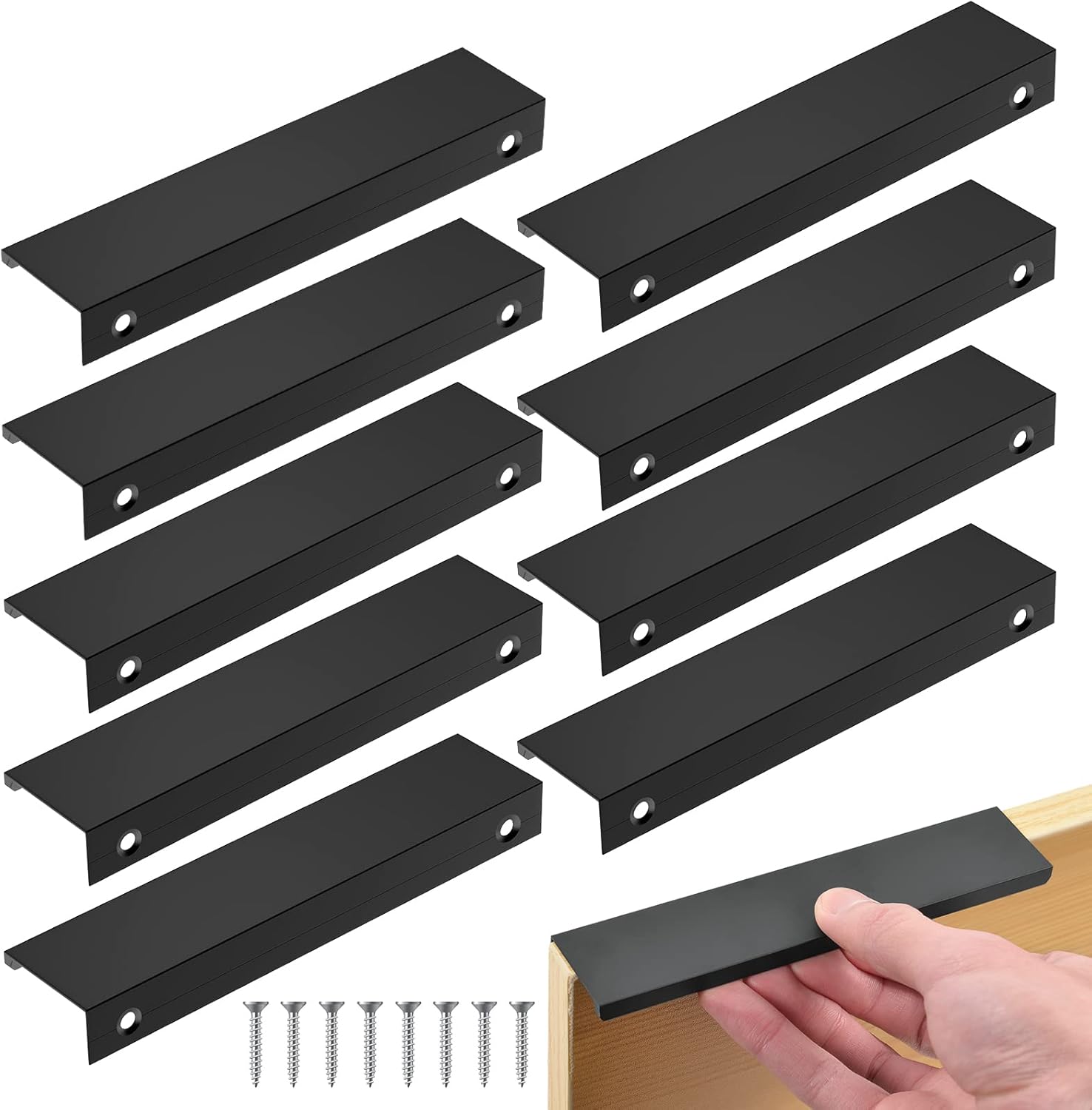 Schwarze Küchengriffe, 10 Möbelgriffe, Türgriffe Aus Aluminium, Geeignet Für Büros, Schubladen, Schränke (150 Mm)