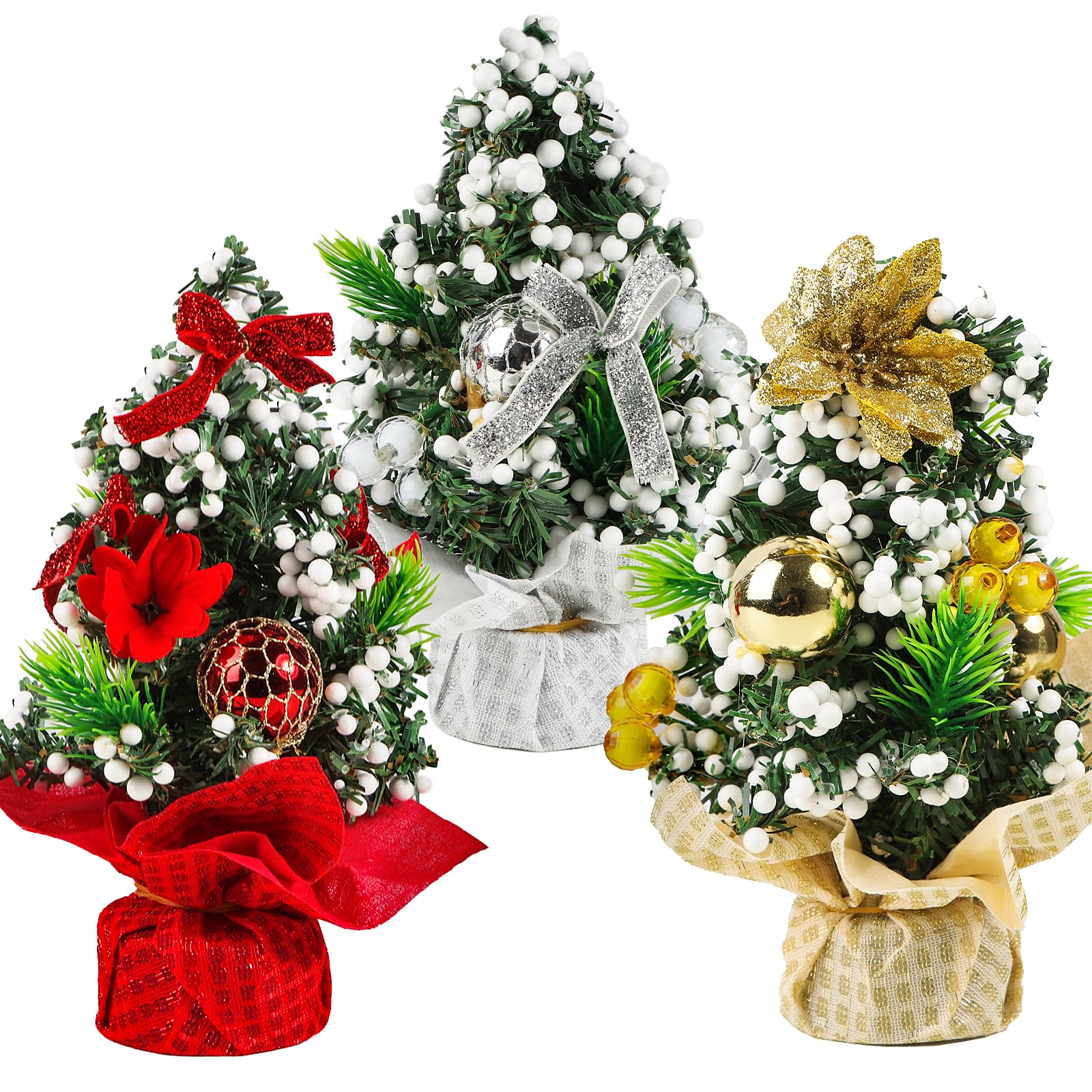 3er-pack Kleine Mini-weihnachtsbäume. Künstliche Weihnachtsbäume Zur Weihnachtsdekoration Auf Tisch Und Schreibtisch.