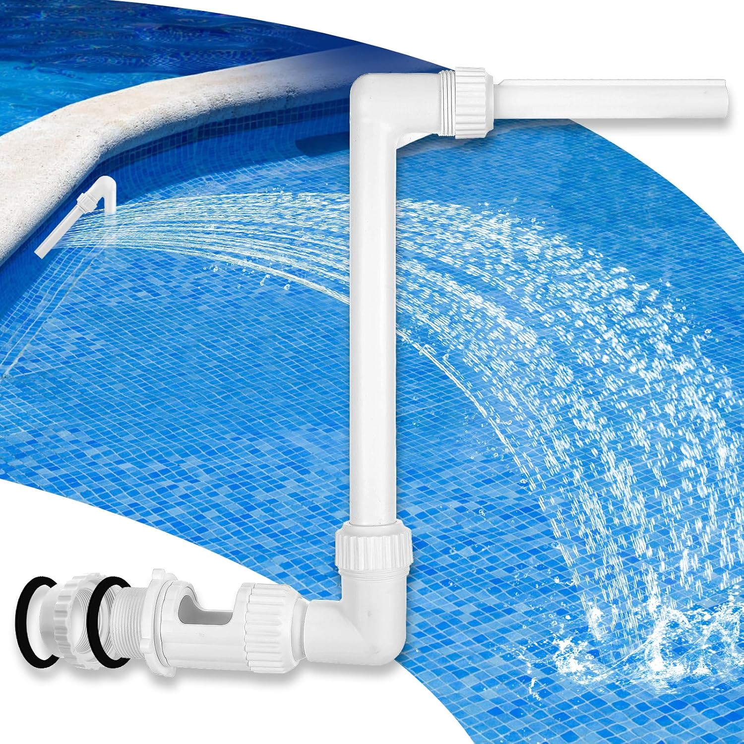 Poolbrunnen – Verstellbare Düse Mit Wasserfall-sprühkopf, 1,5/2,2-zoll-rücklaufdüse Zur Kühlung Von Eingelassenen Pools, Zur Entspannung Und Als Dekoration