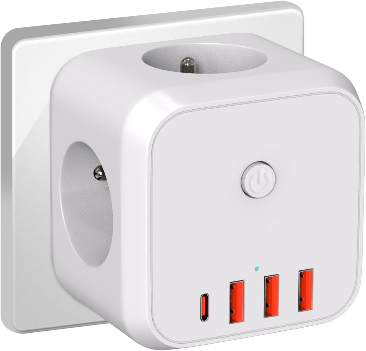 Würfelförmige Wandsteckdose, 7-in-1-usb-ladegerät, 3 Steckdosen, 4000-w-steckdosenleiste Mit Schalter, Ideal Für Wohnzimmer, Büro, Schlafzimmer