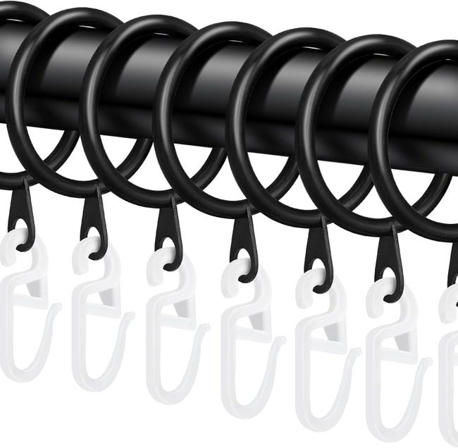 40 Schwarze Metall-vorhangringe Und -haken, 30 Mm Innendurchmesser, Geeignet Für Duschvorhänge Und Schwarze Vorhänge.