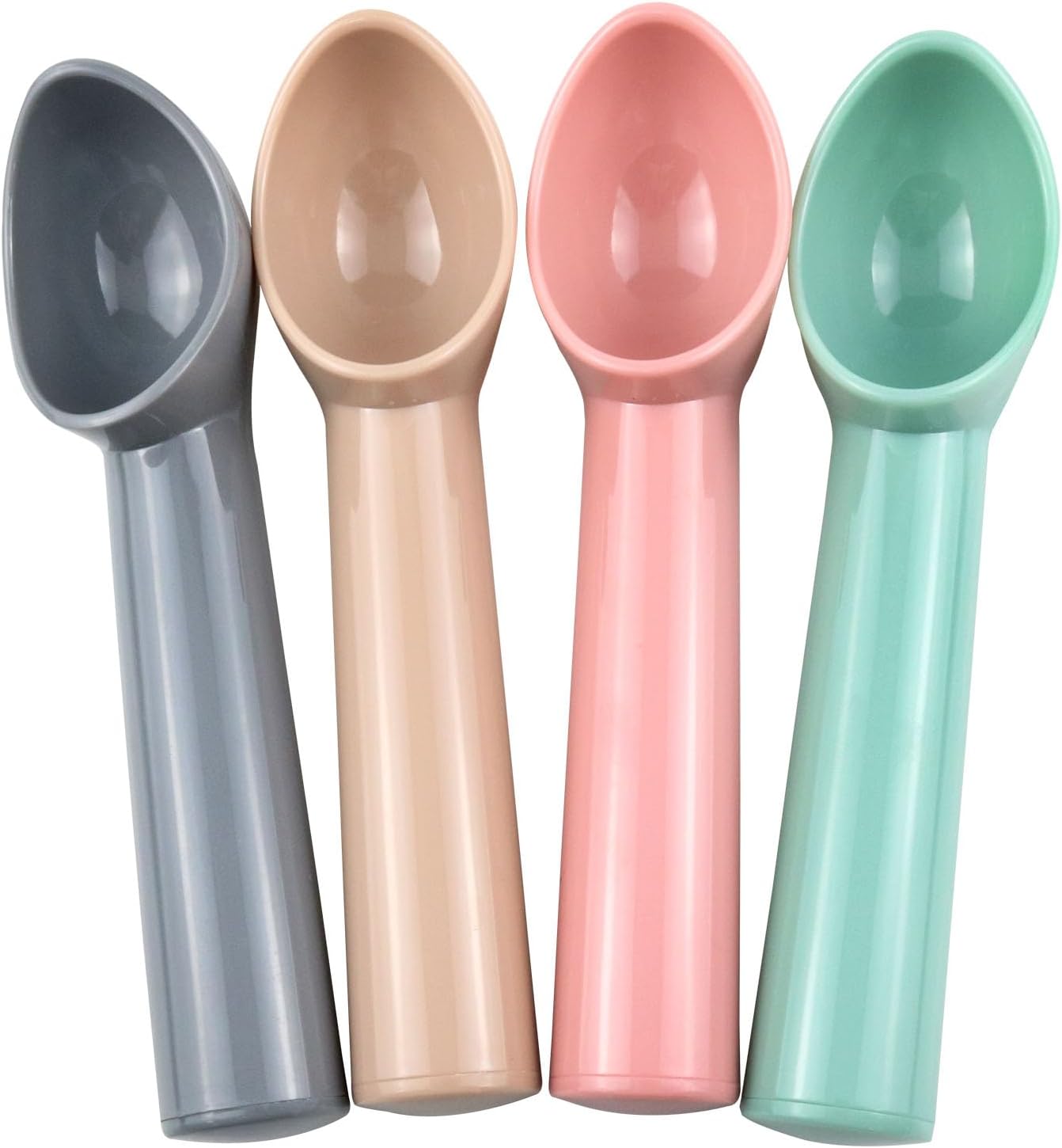 4-teiliges Set Sahnelöffel Aus Kunststoff – Langlebig, Sicher Und Zuverlässig – Ideal Für Wassermelone, Cupcakes Und Desserts – Küchenhelfer (grau, Rosa, Blau, 4-teilig)