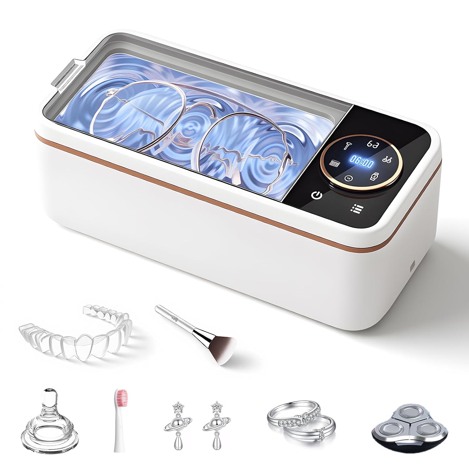 Ringe, Brillen Und Zahnprothesen, 6 Reinigungsmodi Und Digitaler Timer Für Schmuck, Ultraschall-schmuckreiniger – 45 Khz Ultraschallreinigung