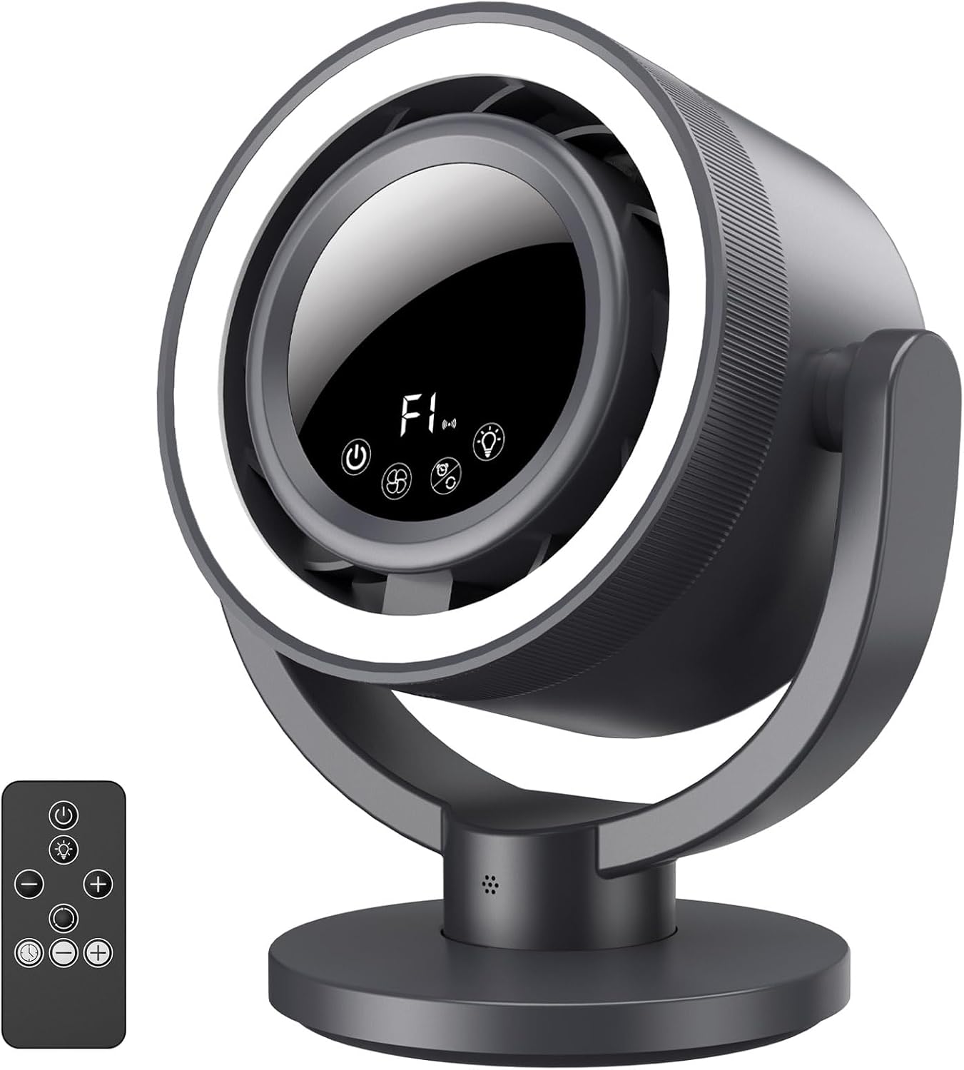 Wiederaufladbarer Usb-tischventilator Mit Nachtlicht, 25 Cm Durchmesser, 4 Geschwindigkeitsstufen, 90° Neigbar, 180° Oszillierend, Leiser Tischventilator Fürs Schlafzimmer