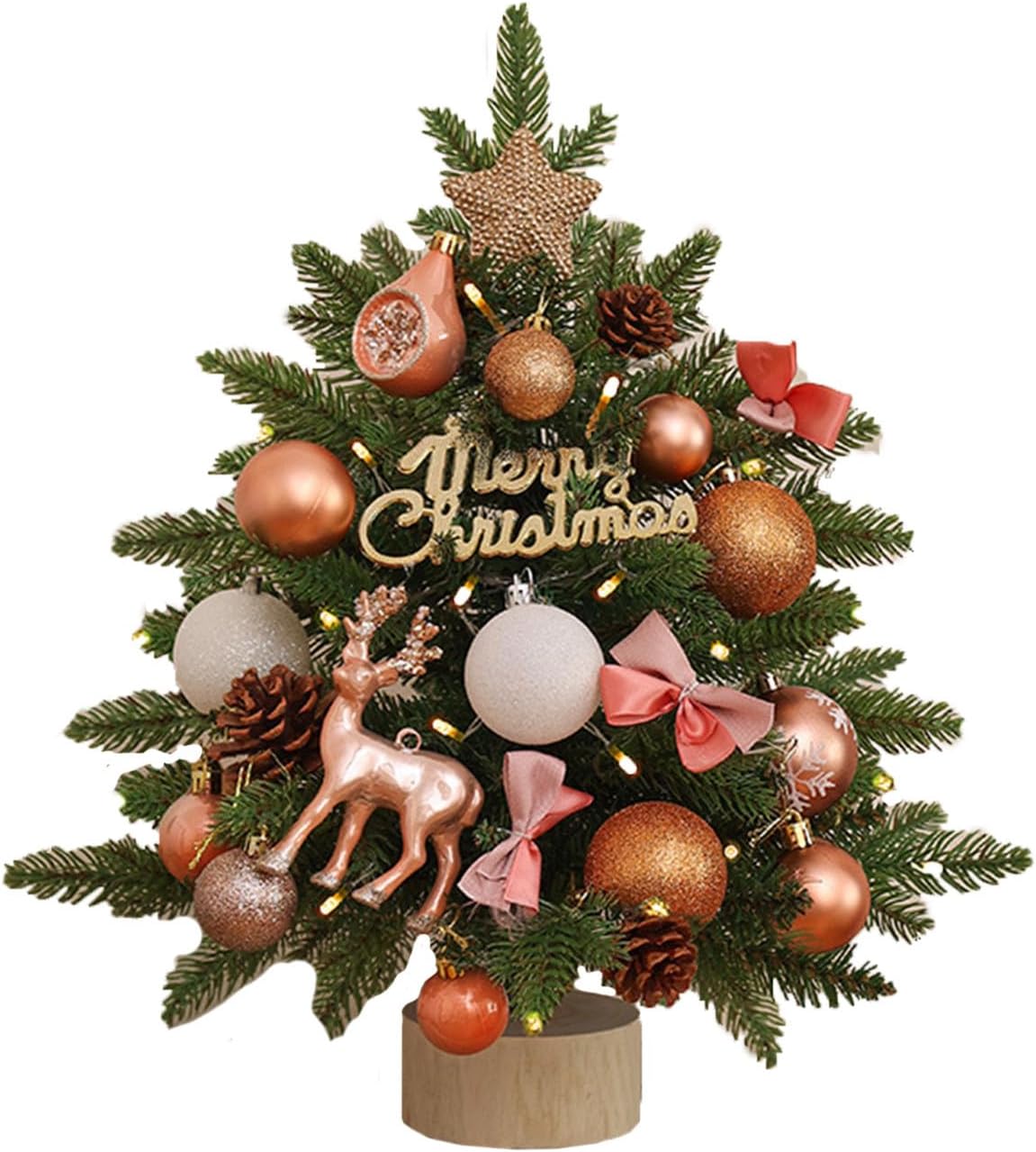 Mini-weihnachtsbaum Für Den Tisch – 45 Cm Kleine Künstliche Tanne – Mit Weihnachtskugeln – Diy-weihnachtsdekoration