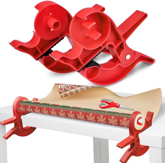 Set Mit 2 Geschenkpapier-schreibtischclips, Papierabroller Mit Klebebandhalter, Für Halloween- Und Weihnachtsgeschenke