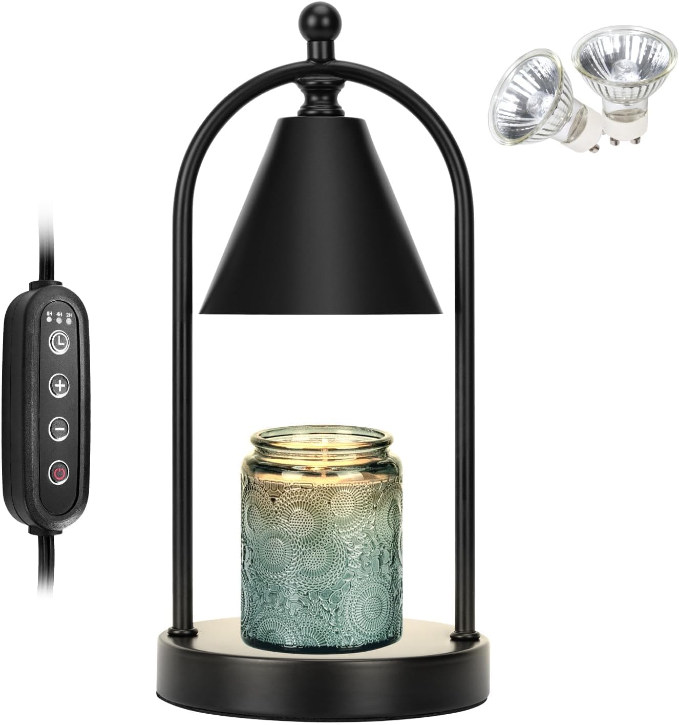 Kerzenheizlampe - Timer - Dimmbar - Schwarz - Nachtlicht - Inkl. 2 Glühbirnen - Schlafzimmer- Und Wohndekoration (kerzen Nicht Enthalten)