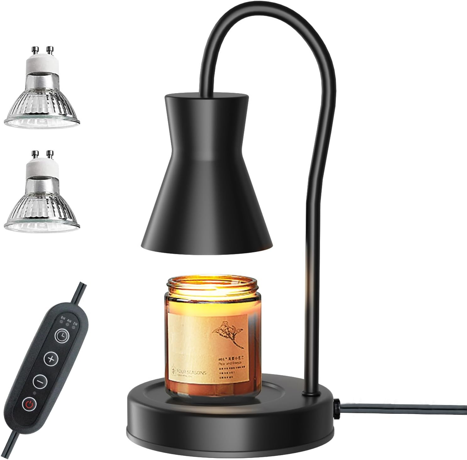 Kerzen-wärmelampe – Timer & Dimmer – Vintage – 2 Lampen – Höhenverstellbar – Für Topfkerzen – Schwarz